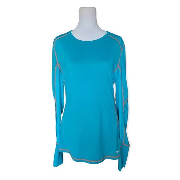 Marmot‎ Women's Long Sleeve Top Turqouise Medium Pullover Breathable Recreation - Picture 1 of 11